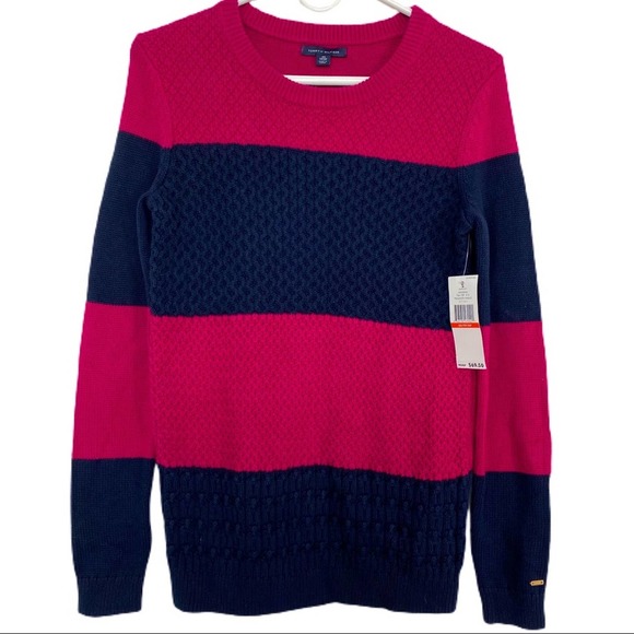 Tommy Hilfiger Sweaters - NWT Tommy Hilfiger Navy Pink Striped Sweater XS